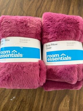 Set of Room Essentials Body Pillow Covers Color Mauve 20in x 52in each